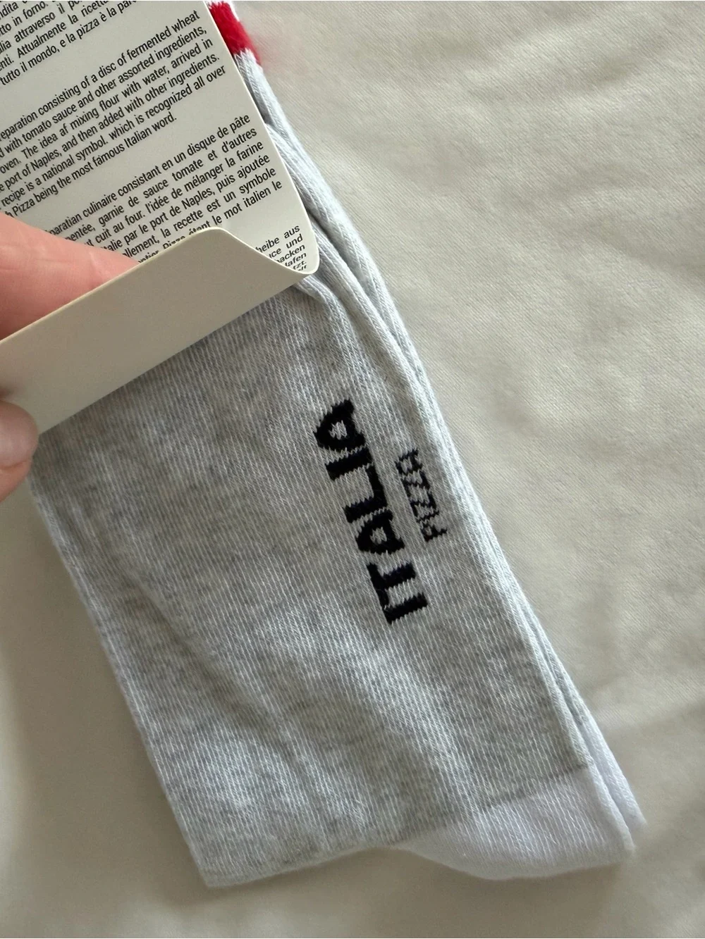 Italia Pizza Novelty Socks - Gray with Red & Green Accents